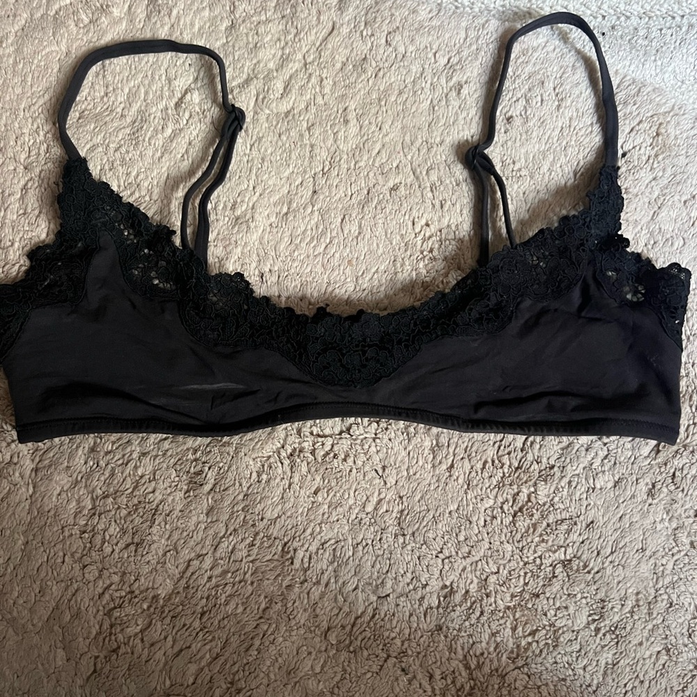 SKIMS Black Lace Trim Bralette